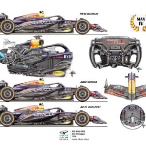 Poster del quarto titolo mondiale conquistato da Max Verstappen nel 2024