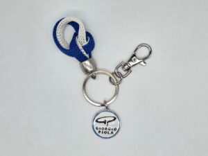 Keyring with Giorgio Piola medal in chrome-plated